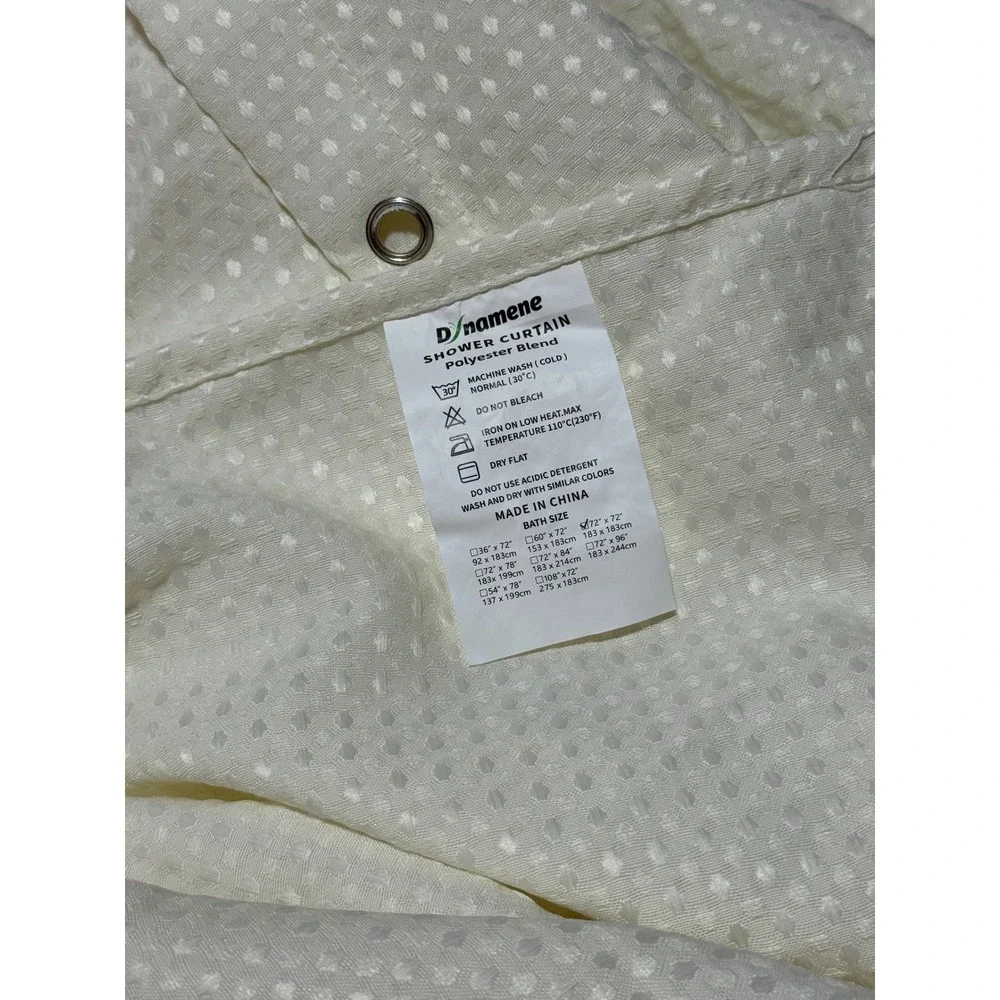Dynamene Ivory Waffle Weave Shower‎ Curtain Hotel Spa Style 72x72 12 Hook Holes